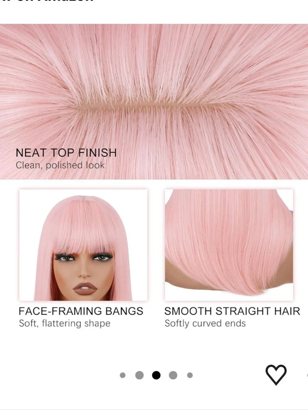 Pink Wig with Bangs 18 Inch Long Straight Colorful Synthetic Wigs for Women